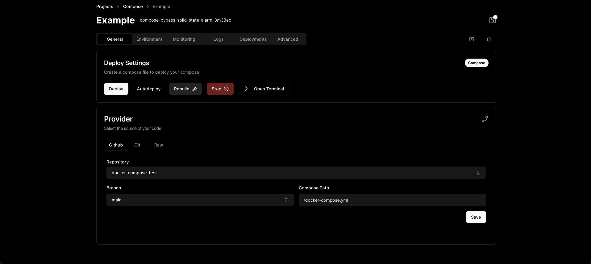 Docker compose configuration